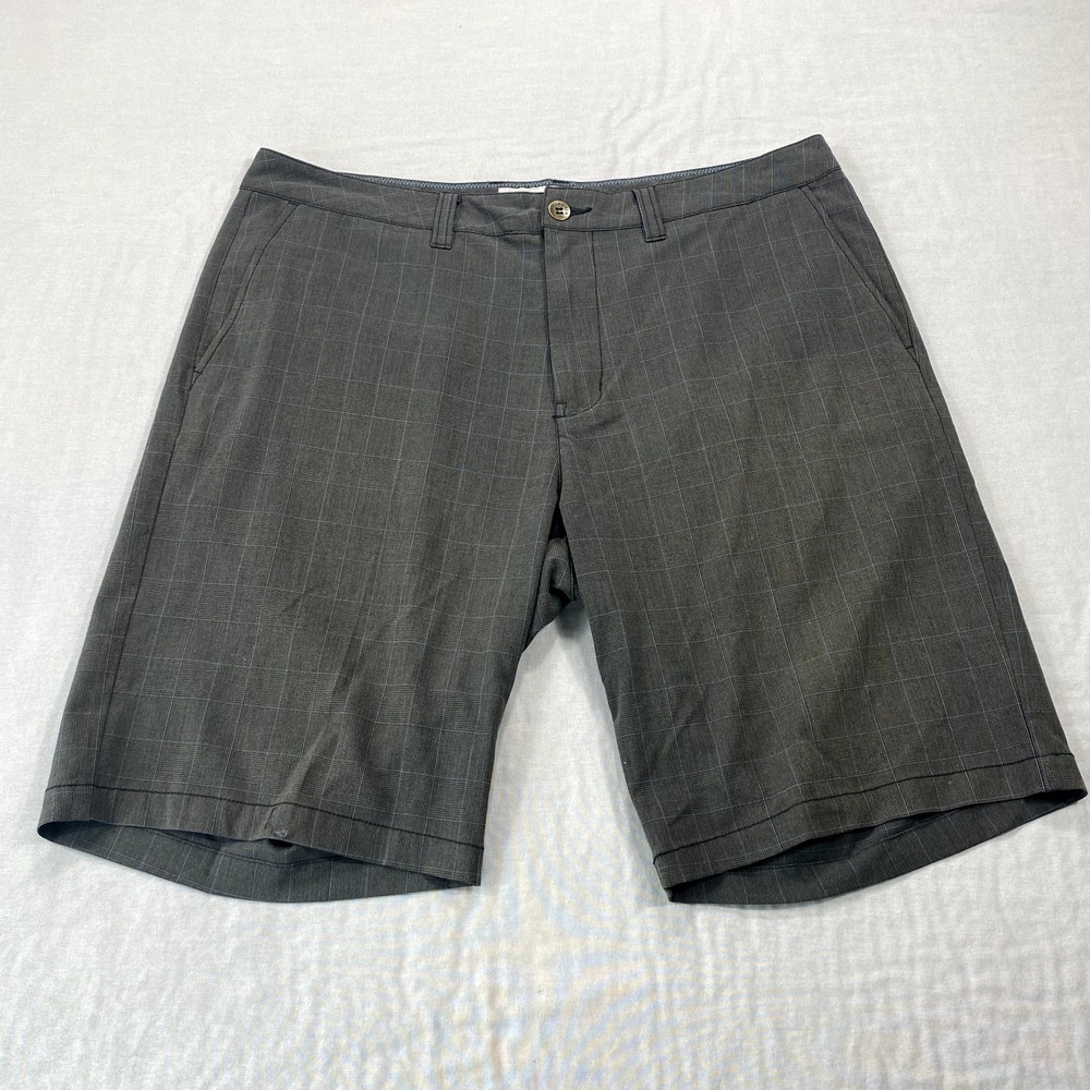 Travis Mathew Shorts Mens 36 Gray Check Stretch Performance Golf Golfer Chino‎